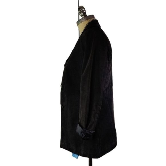 Will Smith Black Suede Leather Jacket Blazer Size Petite Small Fully Lined - Picture 9 of 10